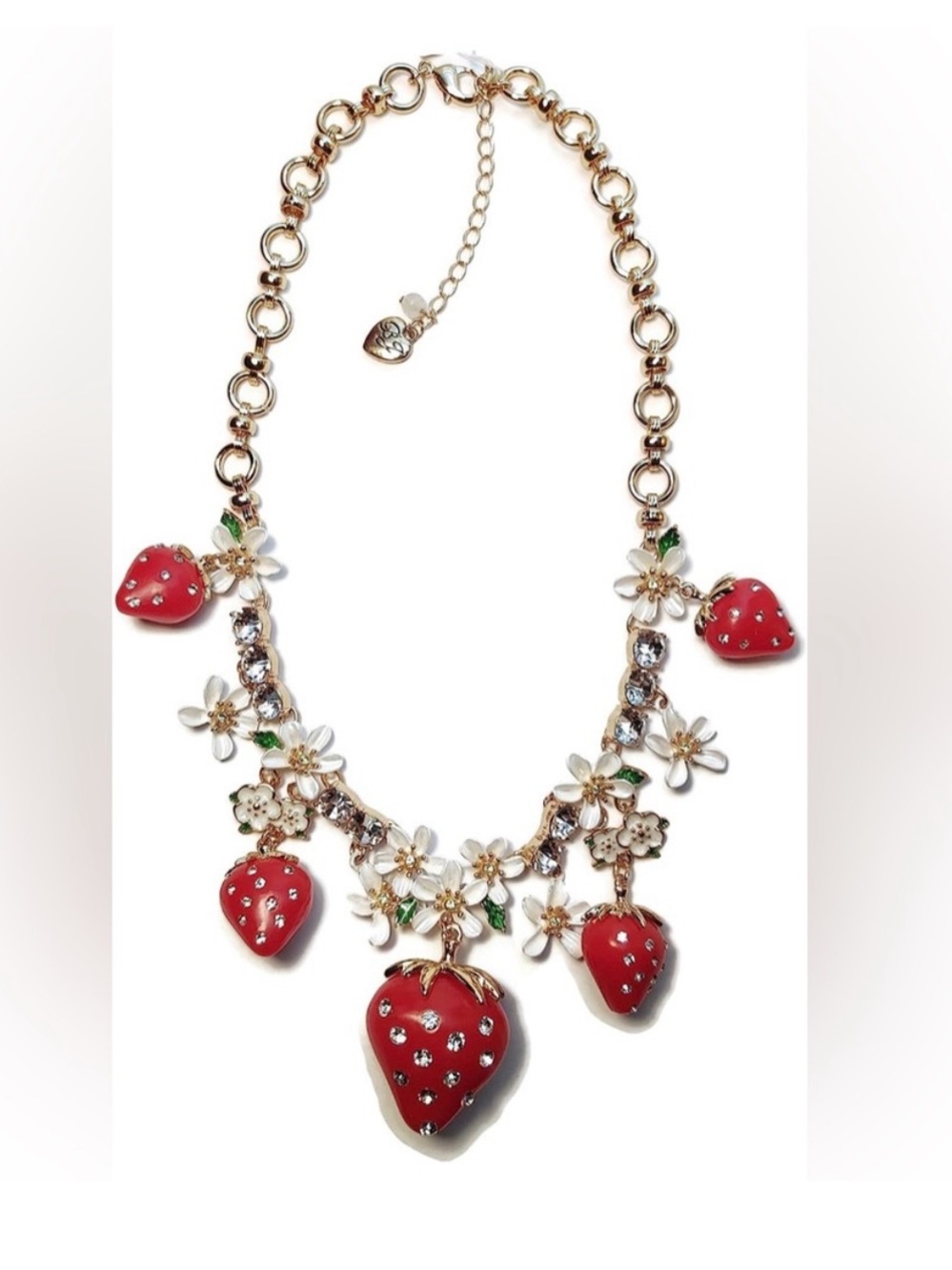 NWT Betsey Johnson Strawberry Floral Necklace